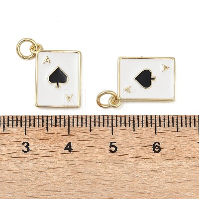 Playing Card Rack Plating Brass Enamel Pendants KK-G512-11G-01-1