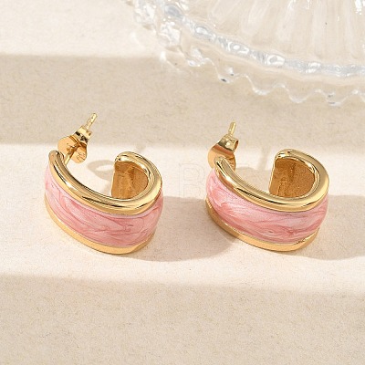 304 Stainless Steel Enamel Stud Earrings SA-CBA2696-35G-1