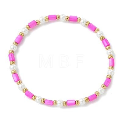 6Pcs Dyed Natural Freshwater Shell & Glass Pearl & Seed Beads Stretch Bracelets Set for Women BJEW-MZ00347-1