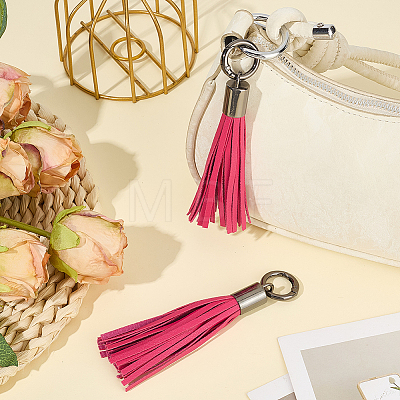 2Pcs Imitation Leather Tassel Pendant Decorations AJEW-CL0005-10A-1