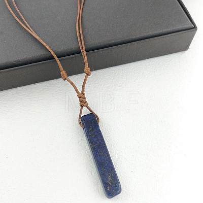 Natural Lapis Lazuli Rectangle Pendant Necklaces FS-WGC5719-05-1