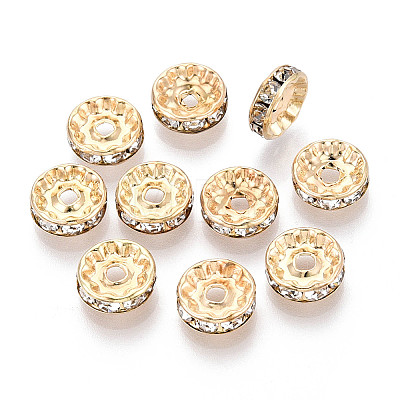 Brass Rhinestone Spacer Beads KK-N273-01C-G-1