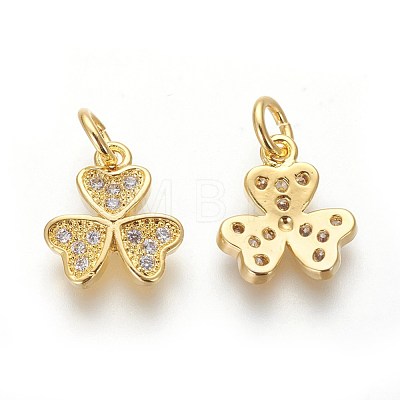 Brass Micro Pave Cubic Zirconia Charms ZIRC-J021-07G-RS-1