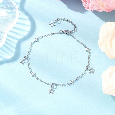 304 Stainless Steel Cross Link Chain Anklets AJEW-AN00739-03-1