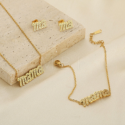 Mother's Day 304 Stainless Steel Crystal Rhinestone Bracelets & Earrings & Necklaces FS-WG743BF-01-1