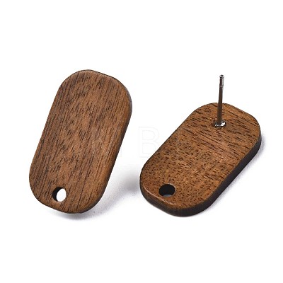 Walnut Wood Stud Earring Findings MAK-N032-047-1