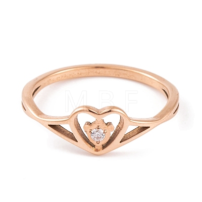 Heart 304 Stainless Steel Finger Ring foe Women RJEW-C086-15-RG-1