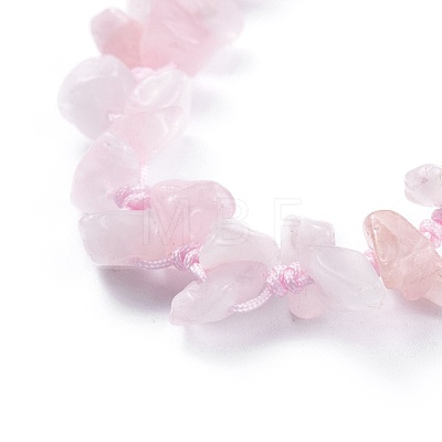 Adjustable Natural Rose Quartz Chip Beads Braided Bead Bracelets BJEW-JB04392-01-1