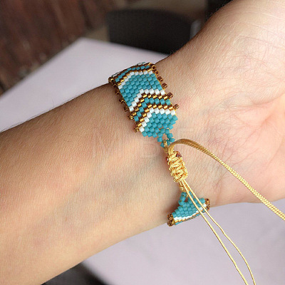 Bohemian Handmade Glass Seed Beaded Adjustable Bracelets IG8011-1