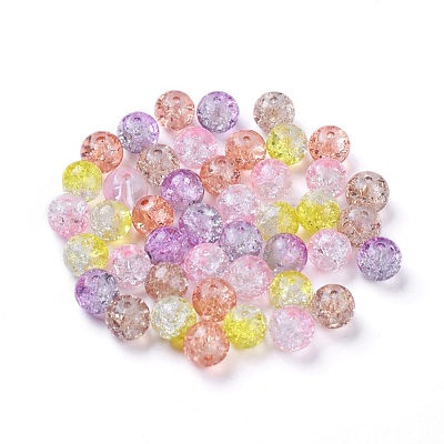 5 Colors Spray Painted & Baking Paint Crackle Glass Beads CCG-X0010-02-8mm-1