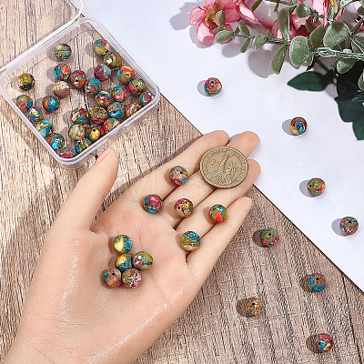 45Pcs Dyed Natural Imperial Jasper Beads G-SC0003-90A-1