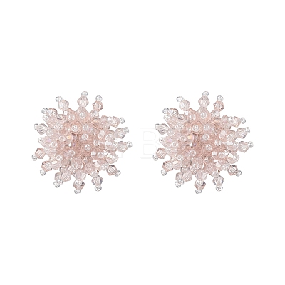 Flower Handmade Glass Seed Beads Stud Earrings EJEW-MZ00680-03-1