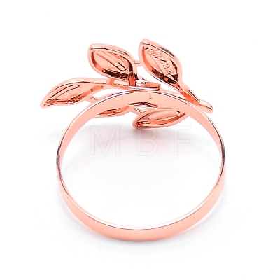 Leaf Alloy Napkin Rings PALLOY-WH0092-08RG-1