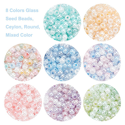   8 Bags 8 Colors Glass Seed Beads SEED-PH0001-64-1