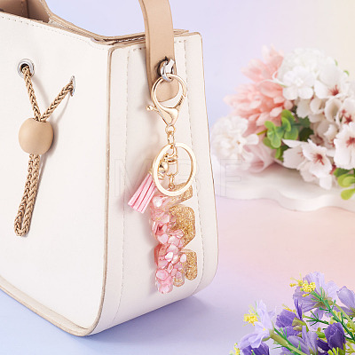 Alloy & Resin Tassel Keychainss AJEW-TADJ0001-20G-06-1