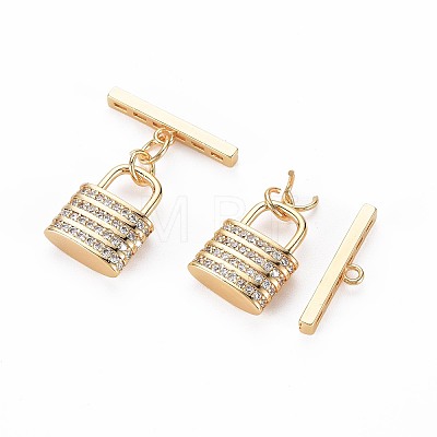 Brass Micro Pave Clear Cubic Zirconia Toggle Clasps KK-S356-724-1