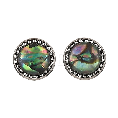 Paua Shell & Brass Stud Earrings for Women EJEW-JE07472-02-1