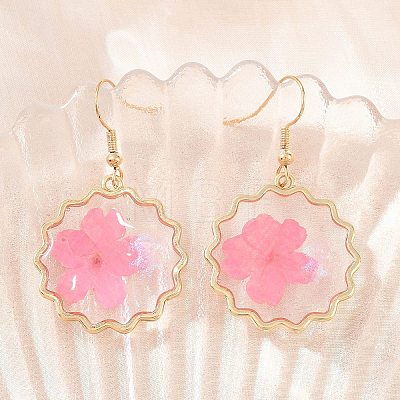 Alloy & Dried Flower Dangle Earrings AL-Z001-03G-1