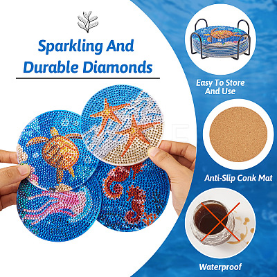 5D DIY Diamond Painting Cup Mat Kits DIY-TAC0021-09C-1