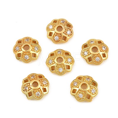 Brass Micro Clear Cubic Zirconia Bead Caps KK-CBA6A75-56G-1