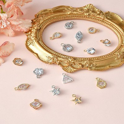 15pcs 15 Styles Alloy Charms ZIRC-YW0001-11-1