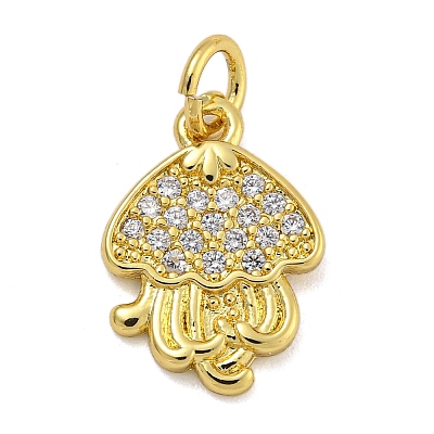 Marine Theme Rack Plating Brass Micro Pave Cubic Zirconia Pendants KK-I718-28G-04-1