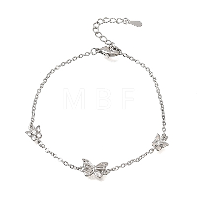 Brass Butterfly Link Bracelets KK-CBAFF9E-01P-1