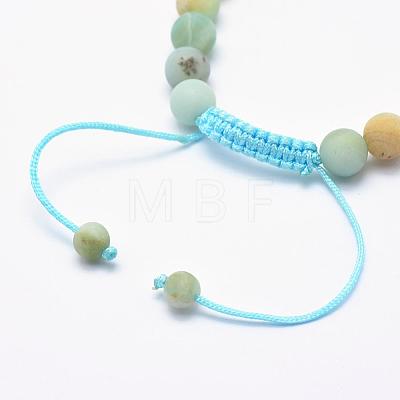 Natural Amazonite Braided Bead Bracelets BJEW-F276-G10-1