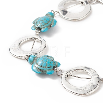 Synthetic Turquoise(Dyed) Turtle Link Bracelets BJEW-JB09195-01-1
