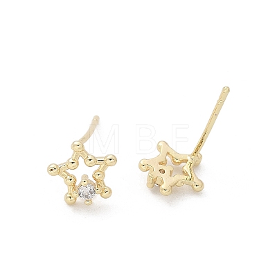 Brass Clear Cubic Zirconia Stud Earrings EJEW-Q014-13G-1