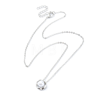 Plating Alloy Acrylic Pearl Pendant Necklaces NJEW-S424-02P-1