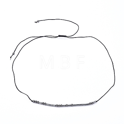 Adjustable Non-magnetic Synthetic Hematite Necklaces X-NJEW-JN02704-05-1