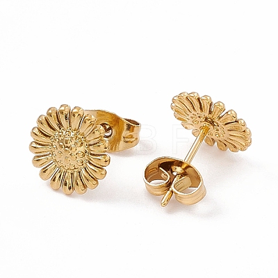 Ion Plating(IP) 304 Stainless Steel Sunflower Stud Earrings for Women EJEW-G338-05G-1