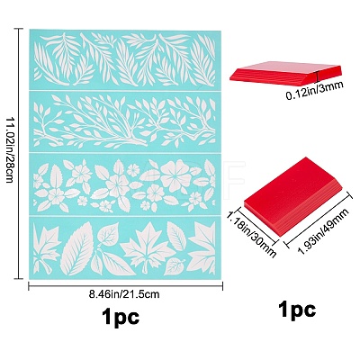 Gorgecraft 2Pcs Leaf Pattern Self-Adhesive Silk Screen Printing Stencil DIY-GF0004-13-1