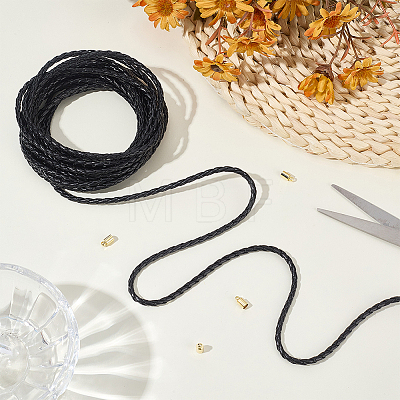 5M Round Braided PU Leather Cords WL-CL0001-33A-1
