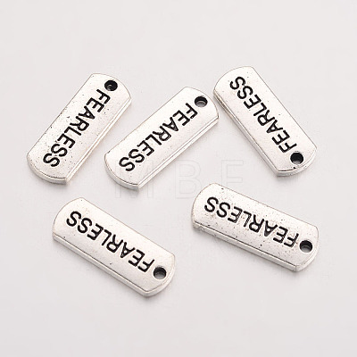 Tibetan Style Alloy Rectangle with Word Fearless Pendants LS-TIBEP-Q043-064-RS-1