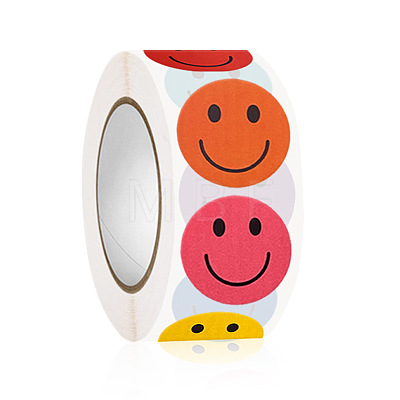 Round Dot Paper Self-adhesive Smiling Face Reward Stickers PW-WG51572-01-1