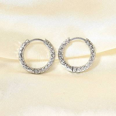 Non-Tarnish 304 Stainless Steel Grooved Hoop Earrings EJEW-M218-01B-P-1