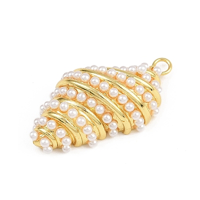 Shell Shape Brass ABS Imitation Pearl Pendants KK-I352-04D-G-1