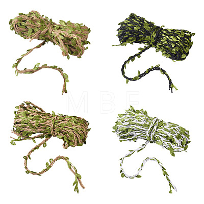  Jewelry 4 Bundles 4 Colors Hemp Rope with Polyester Green Leaf OCOR-PJ0001-006-1