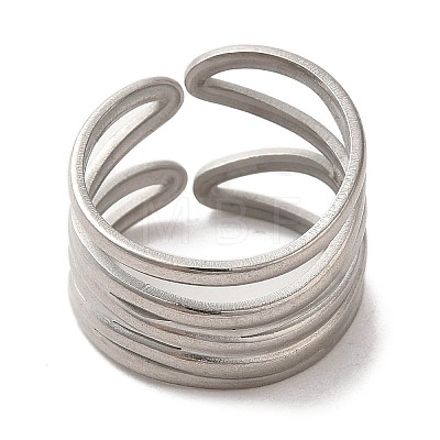 304 Stainless Steel Open Cuff Ring RJEW-C068-04B-P-1