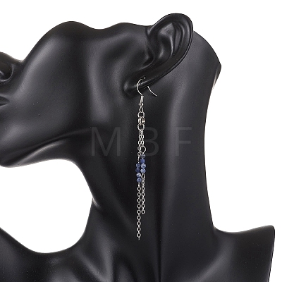 Round 304 Stainless Steel Natural Sodalite Dangle Earrings EJEW-JE06783-02-1