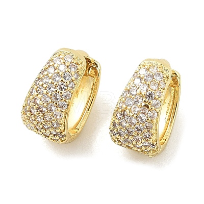 Brass Micro Pave Clear Cubic Zirconia Hoop Earrings EJEW-M077-20G-1