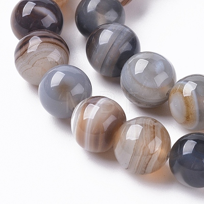 Natural Striped Agate/Banded Agate Beads Strands G-G582-10mm-57-1