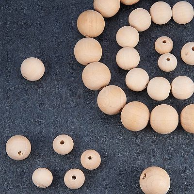 Round Unfinished Wood Beads WOOD-PH0004-02-NF-1