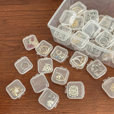 Mini Transparent Plastic Beads Containers X-PW-WG74209-01-1