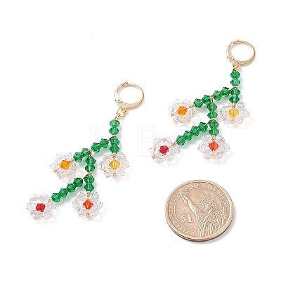 Sparkling Faceted Beaded Flower of Life Dangle Hoop Earrings for Girl Women EJEW-TA00022-1