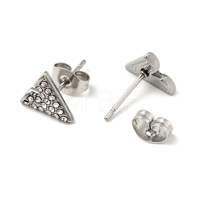 Crystal Rhinestone Triangle Stud Earrings with 316 Surgical Stainless Steel Pins EJEW-A081-08P-1