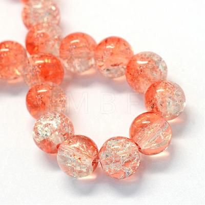 Baking Painted Transparent Crackle Glass Round Bead Strands DGLA-Q018-10mm-08-1