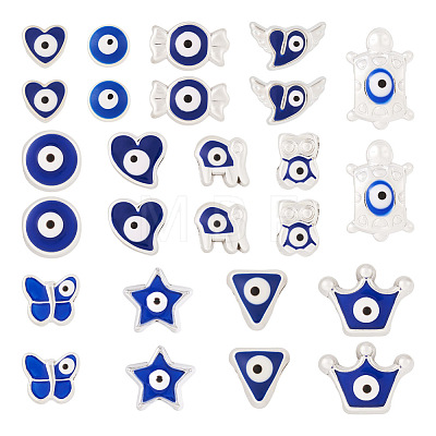 52Pcs 13 Styles Blue Evil Eye Resin European Beads RESI-TA0002-15-1